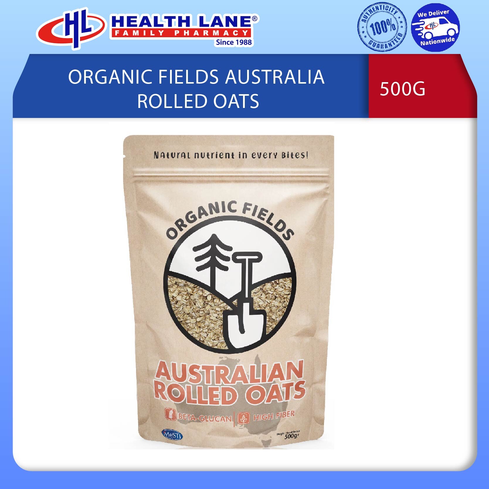 ORGANIC FIELDS AUSTRALIA ROLLED OATS 500G